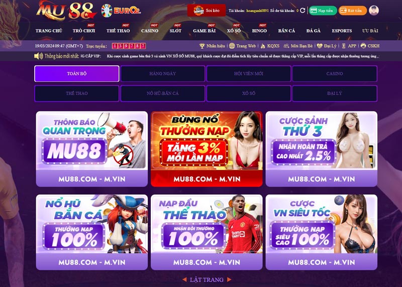 Chương trình khuyến mãi Mu88