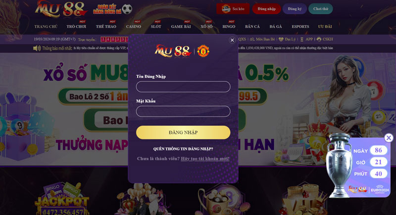 đăng ký Mu88 tặng 158k