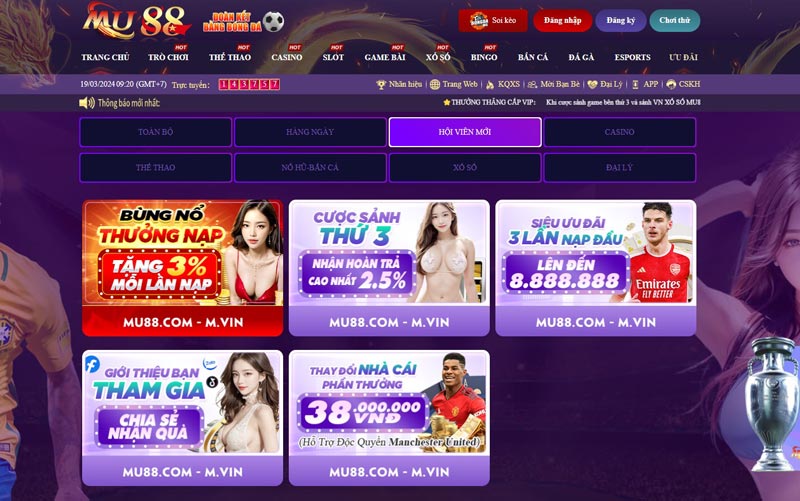 Khuyến mãi khi đăng ký Mu88